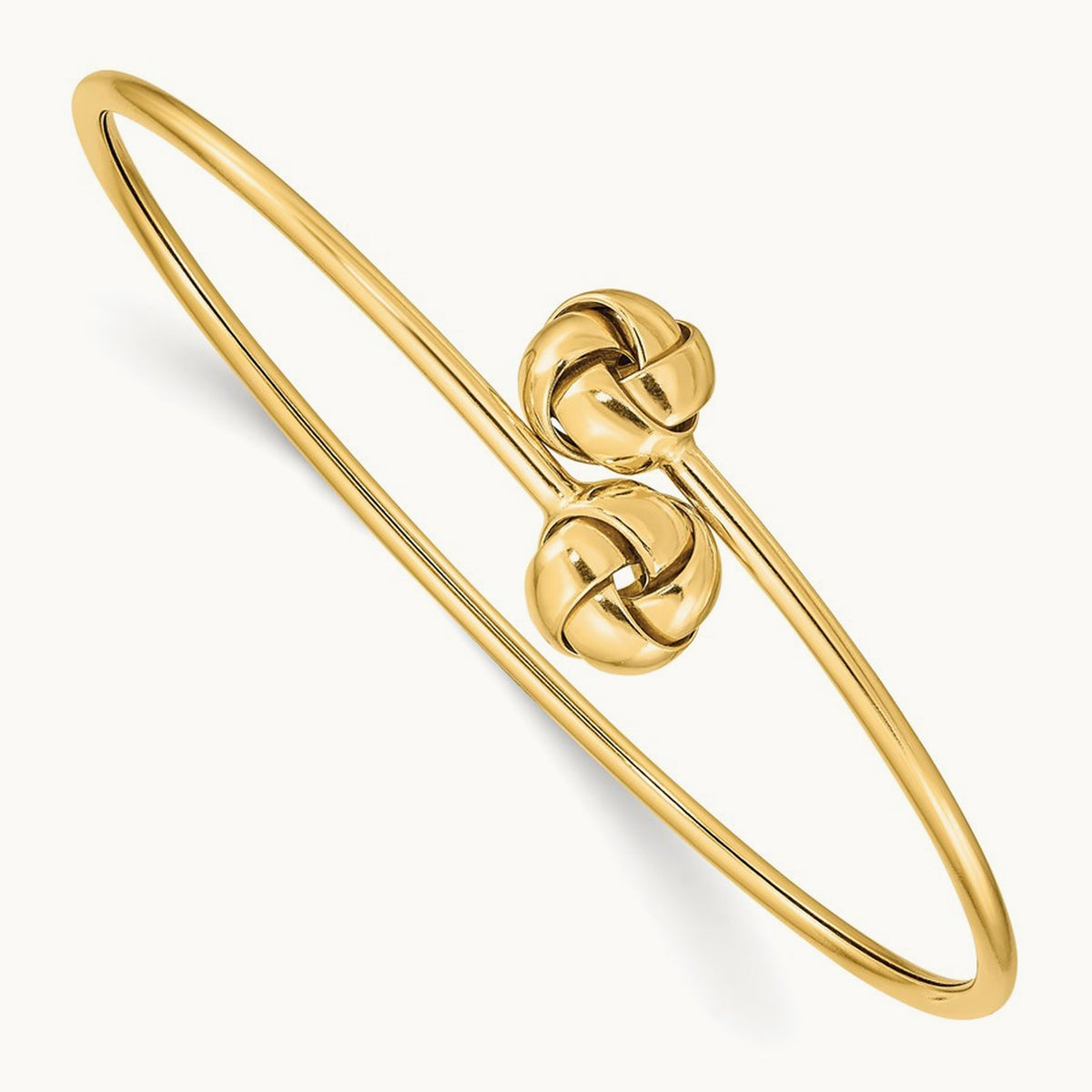 Polished Love Knot Flexible Bangle, 14K