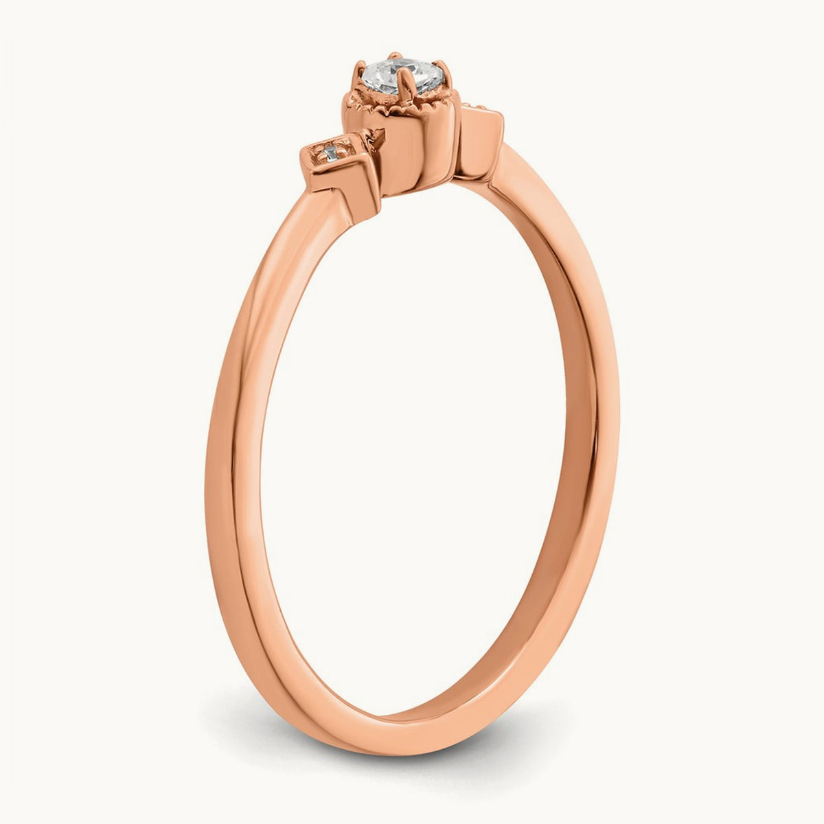 Petite Beaded Edge Cushion Ring, 0.10 ct tw — 14K Rose Gold