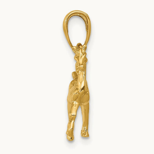 Solid Polished 3-D Horse Charm — 14K Yellow Gold