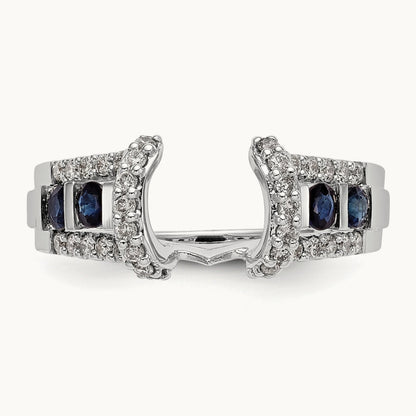 Diamond w/Sapphire Wrap, 14K White Gold