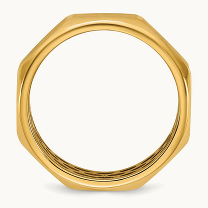IB Goodman Men's Satin Octagonal Ring, 7.7mm, 14K Gold — 14K Yellow Gold