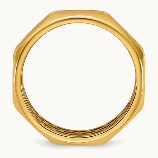 IB Goodman Men's Satin Octagonal Ring, 7.7mm, 14K Gold — 14K Yellow Gold