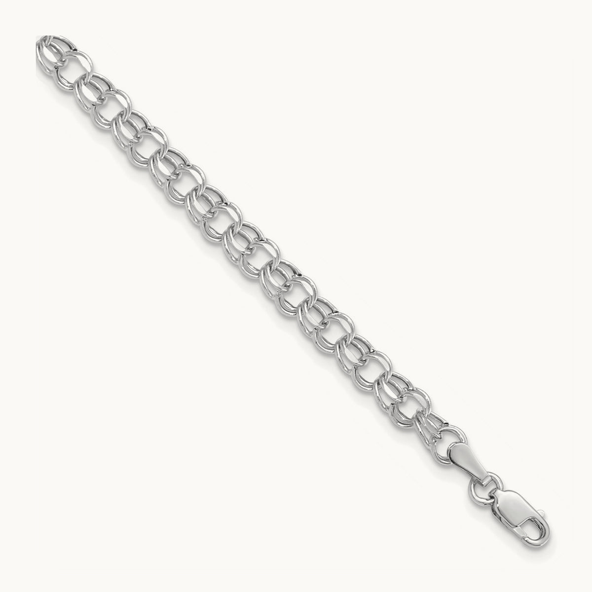 7in Hollow Double Link Charm Bracelet — 14K White Gold, 4.5mm