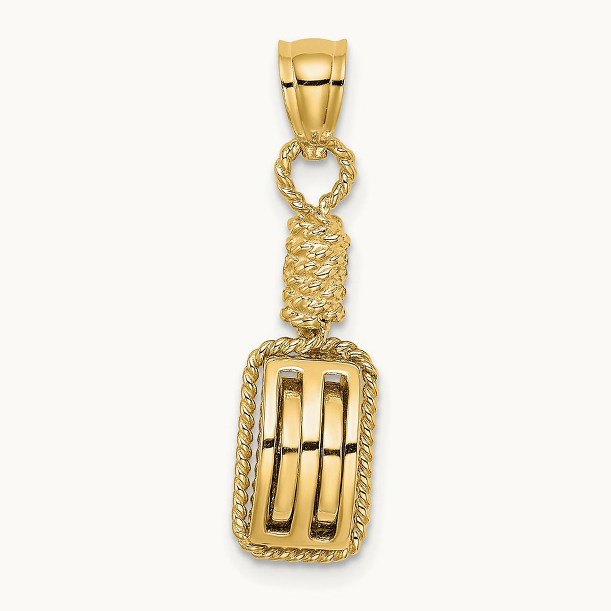 3D Block Mariners Pulley Charm, 14K
