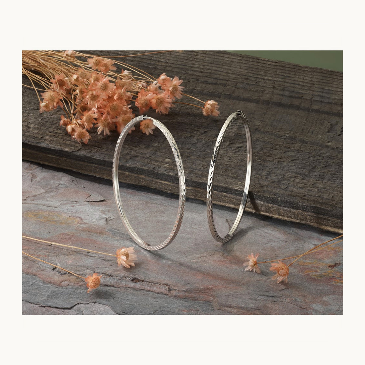 Diamond-cut Square Tube Endless Hoop Earrings — 14K White Gold