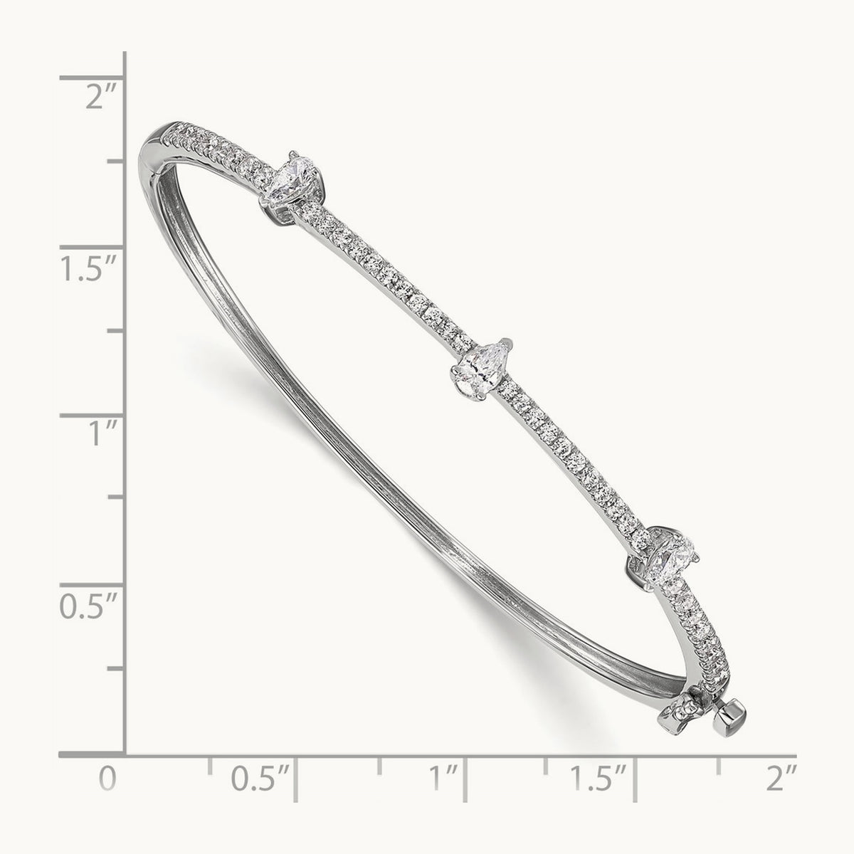 Round & Pear Hinged Bangle, 1.25 ct tw Lab-Grown Diamond