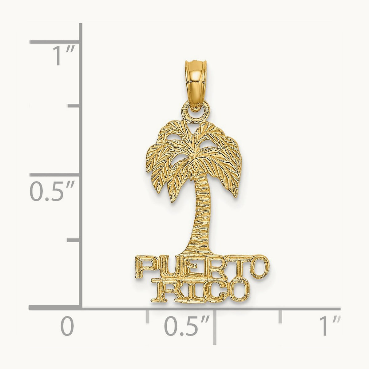 Flat PUERTO RICO Under Palm Tree Charm, 14K