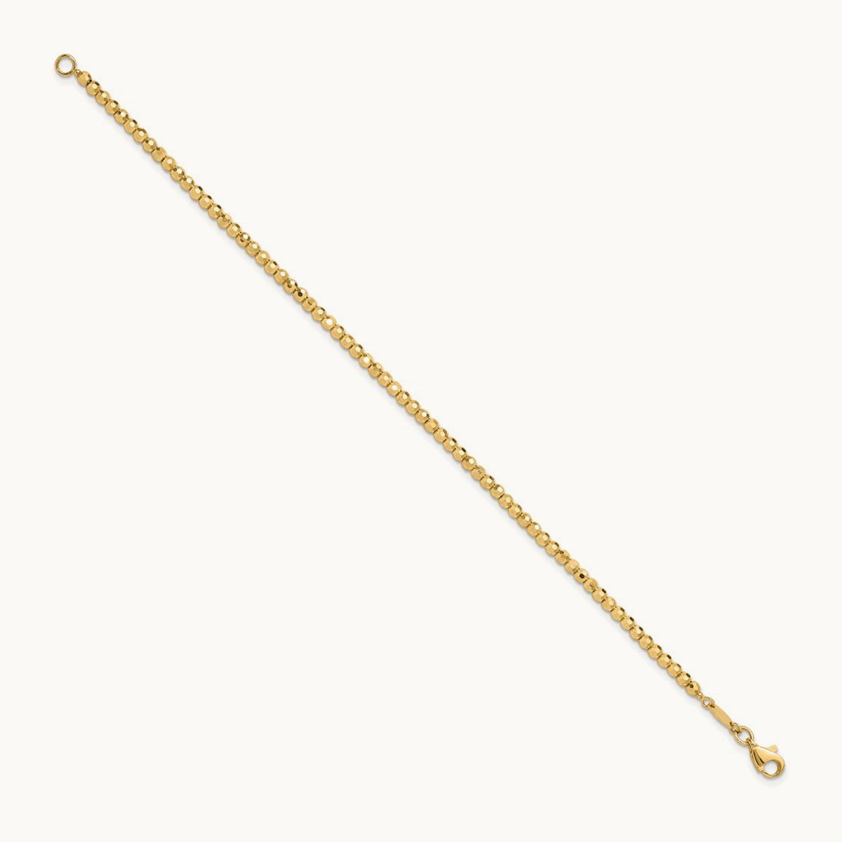 Polished and Diamond-cut Beaded Bracelet, 14K