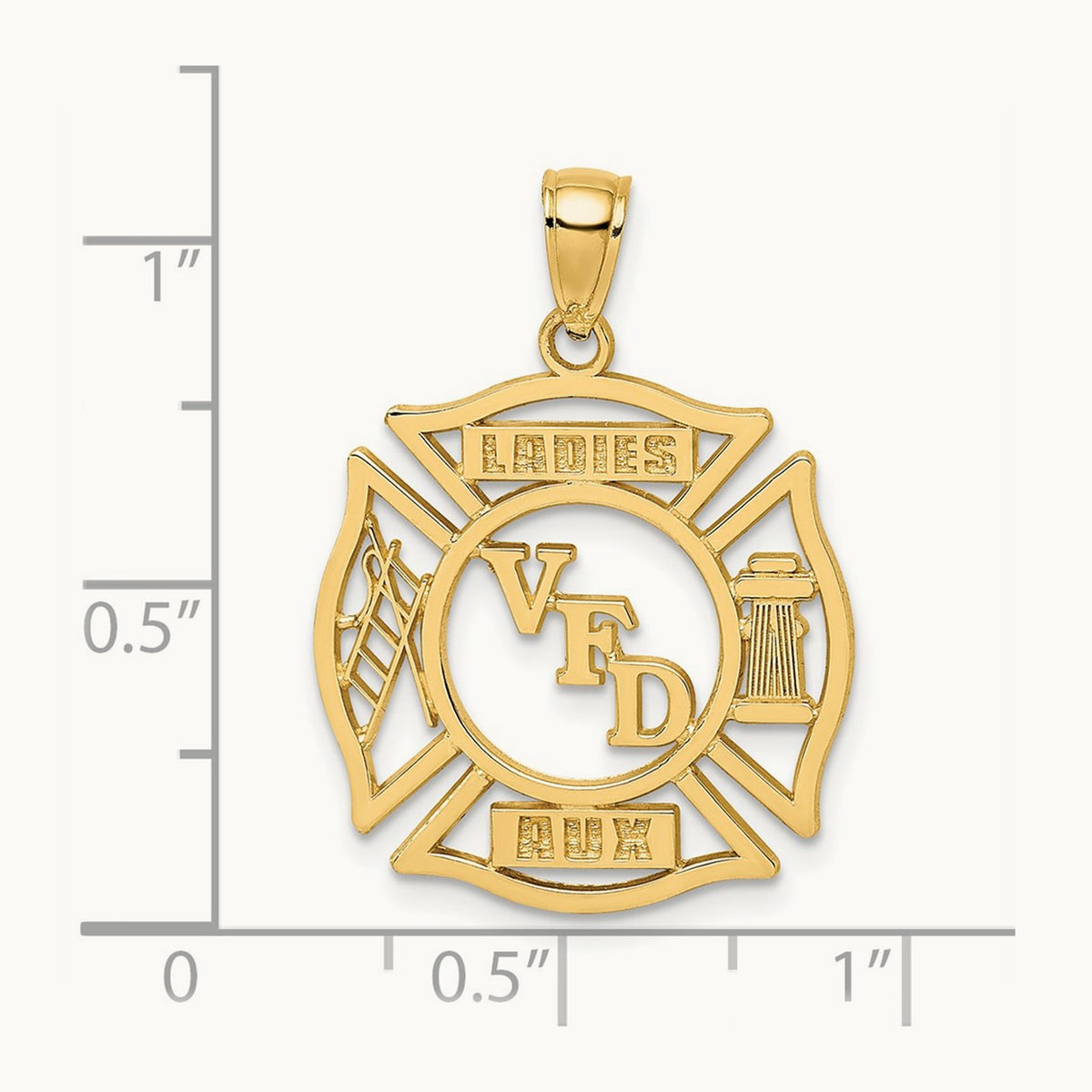 VFD Ladies AUX Shield Charm, 14K
