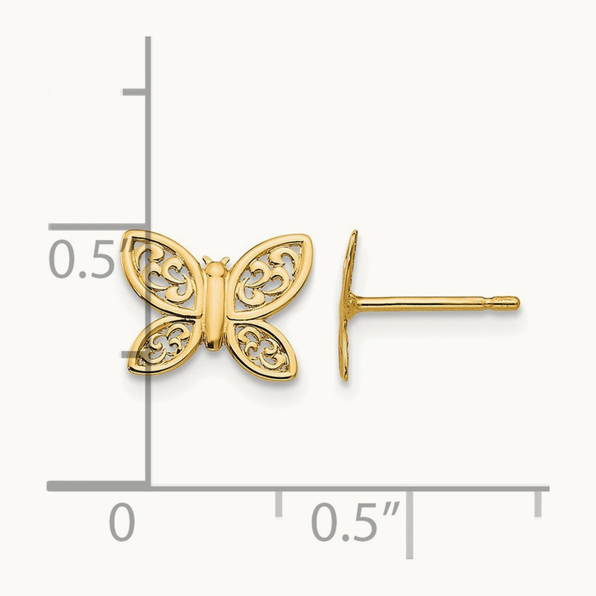 Polished Butterfly Post Earrings — 7.45mm