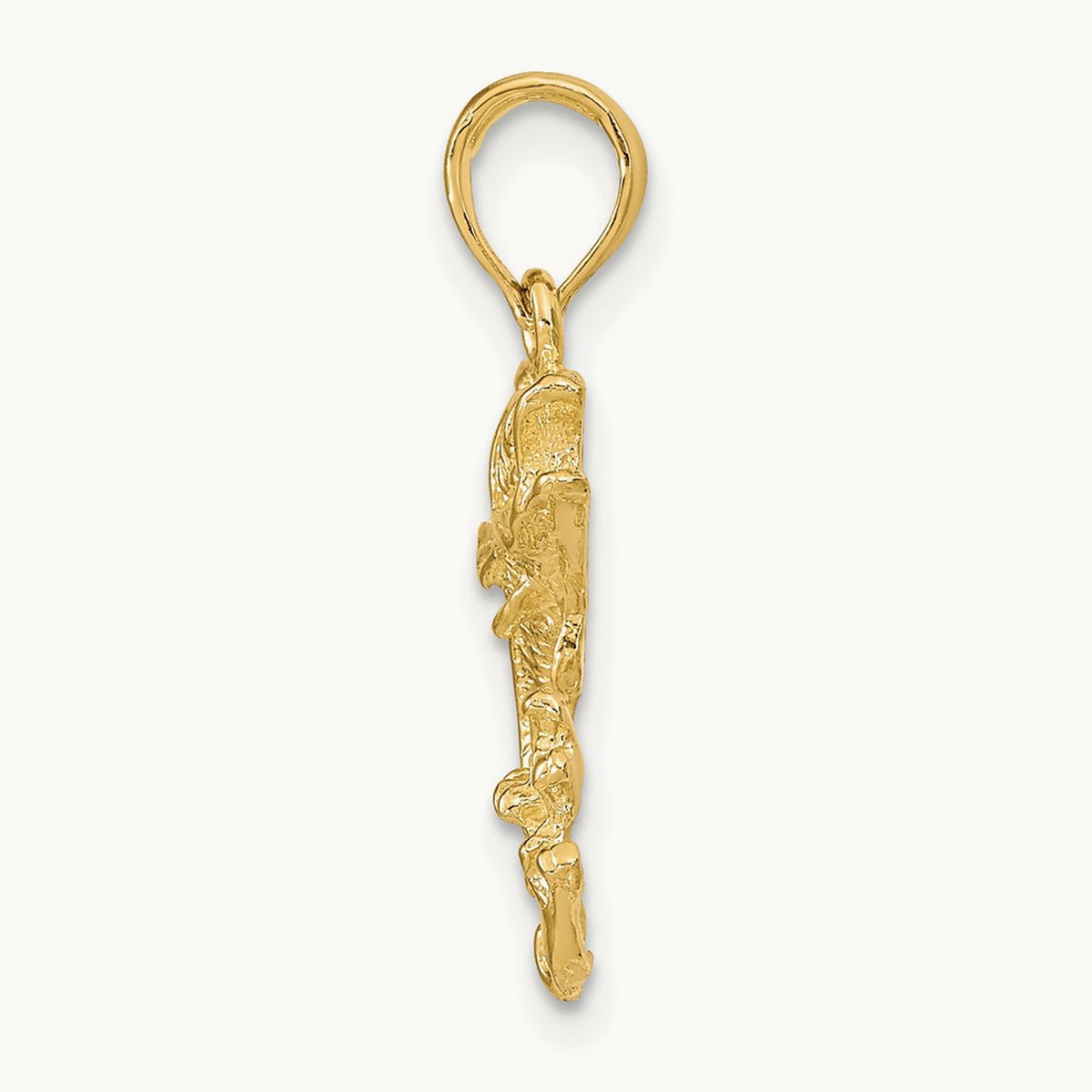 Polished Bass Fish Pendant, 14K