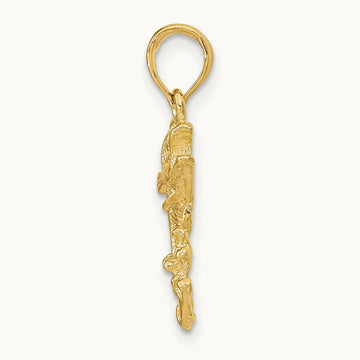 Polished Bass Fish Pendant, 14K