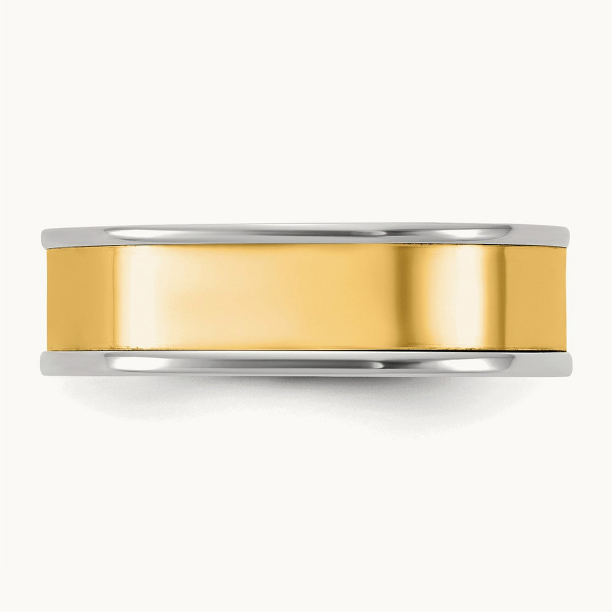 W/Y Step Up Flat Edge Wedding Band, 6mm, 14K Two-tone