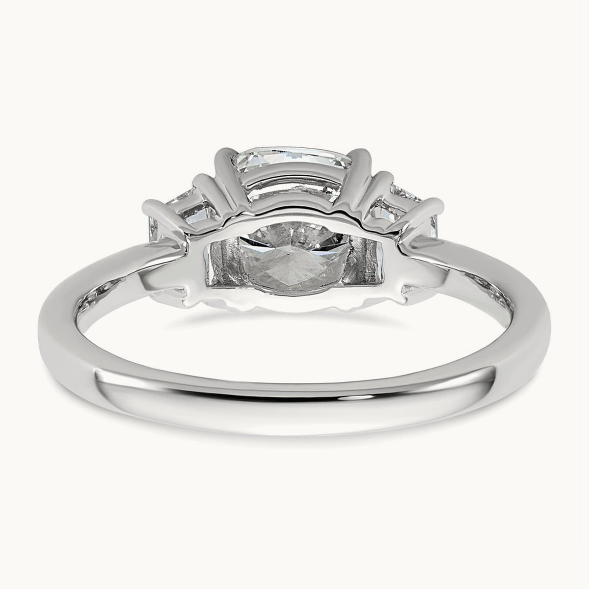 Cushion & 1/2 Moon Engagement Ring, 1.25-3.75 ct tw Lab-Grown Diamond — 1 7/8 ct, 14K White Gold