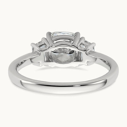 Cushion & 1/2 Moon Engagement Ring, 1.25-3.75 ct tw Lab-Grown Diamond — 1 7/8 ct, 14K White Gold
