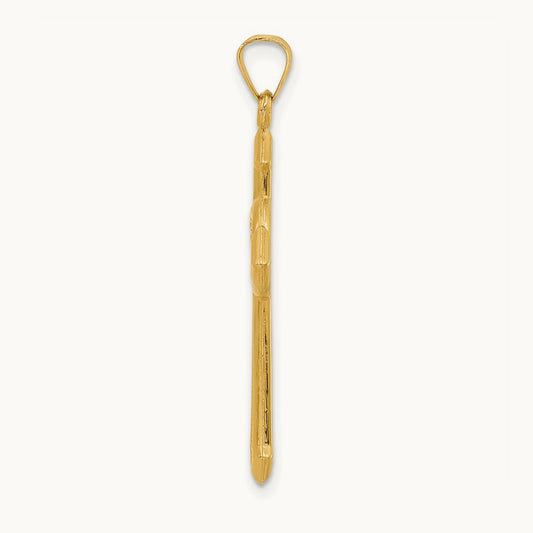 Textured Hollow Budded St Benedict Cross Pendent, 14K Two-tone