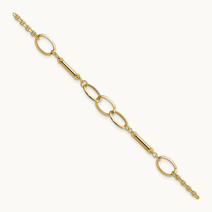 Polished Bars and Links Bracelet, 14K