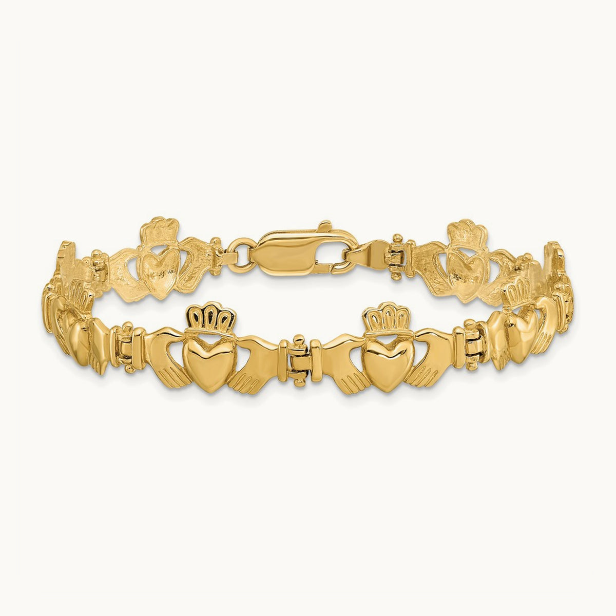 Polished Claddagh Link Bracelet, 14K