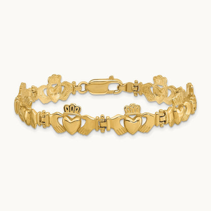Polished Claddagh Link Bracelet, 14K