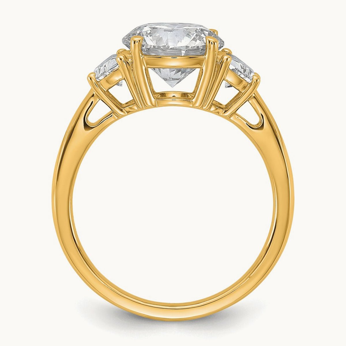 Round 3 Stone Engagement Ring, 1.25-4.00 ct tw Lab-Grown Diamond — 3 1/8 ct, 14K Yellow Gold