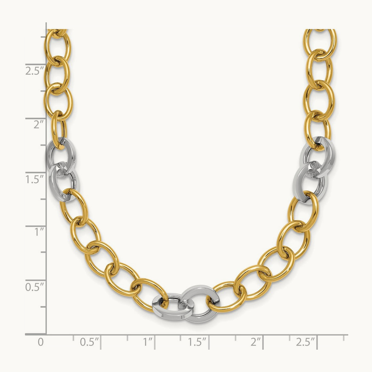 Polished Fancy Circle Chain Necklace, 9.75mm, 14K Two-tone