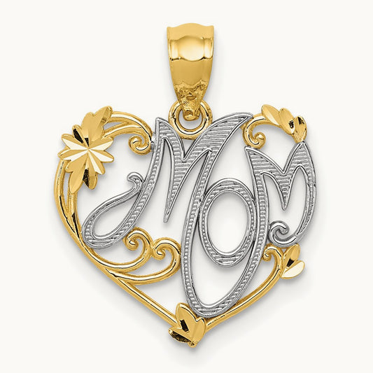 MOM Pendant, 14K with Rhodium