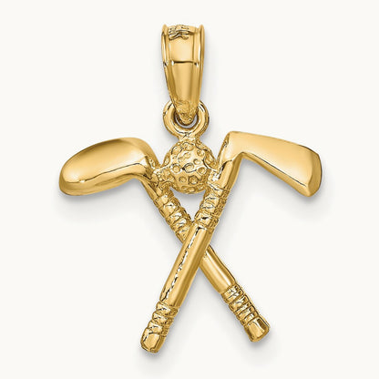 3-D Golf Clubs with Ball Charm, 14K