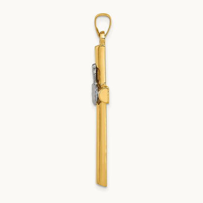 Claddagh Cross Pendant, 14K Two-tone