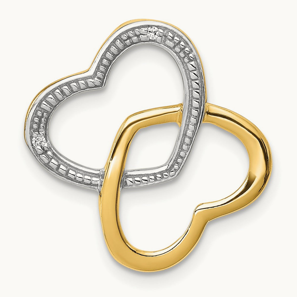 .01ct. Diamond Double Entwined Heart Chain Slide, 14K