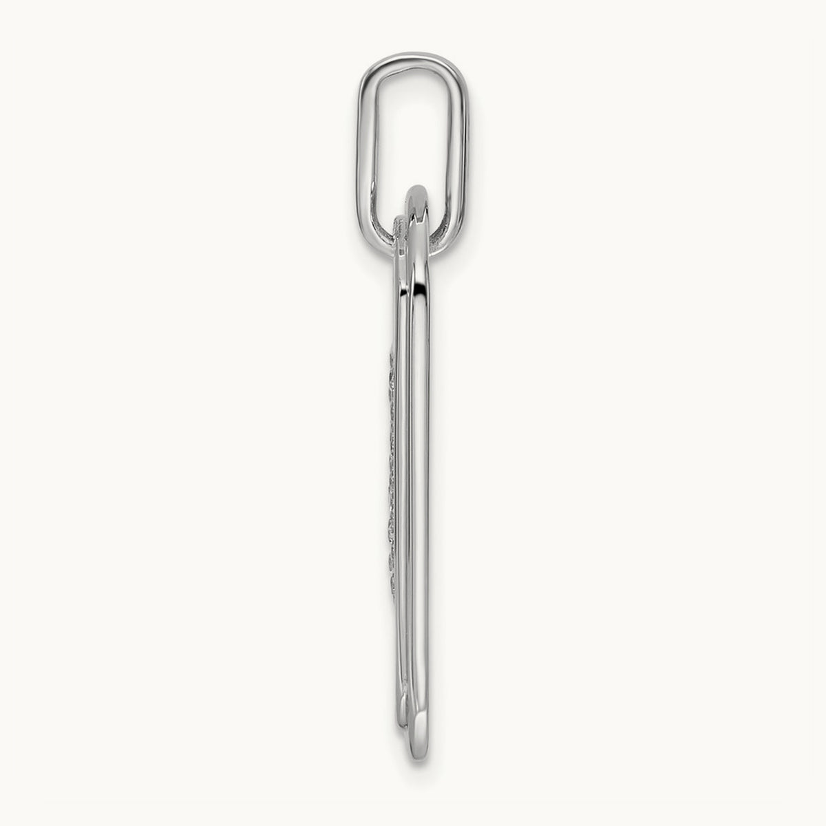 Diamond Dog Tag Charm — 14K White Gold, M