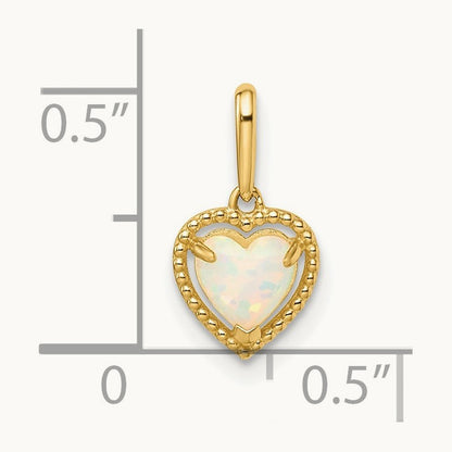 Lab Created Opal Heart Pendant, 14K