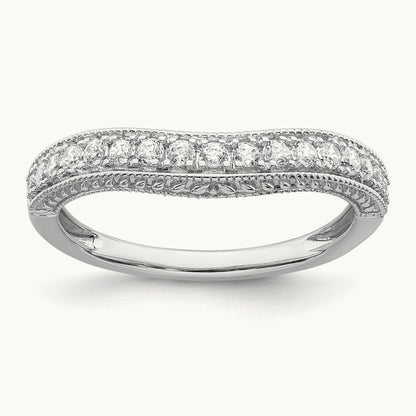 Contoured Diamond Wedding Band, 14K White Gold