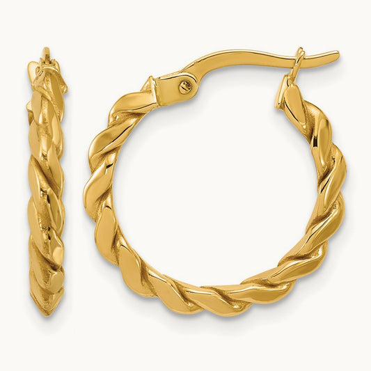 Polished Twisted Round Hoop Earrings — Leslie's — photo set