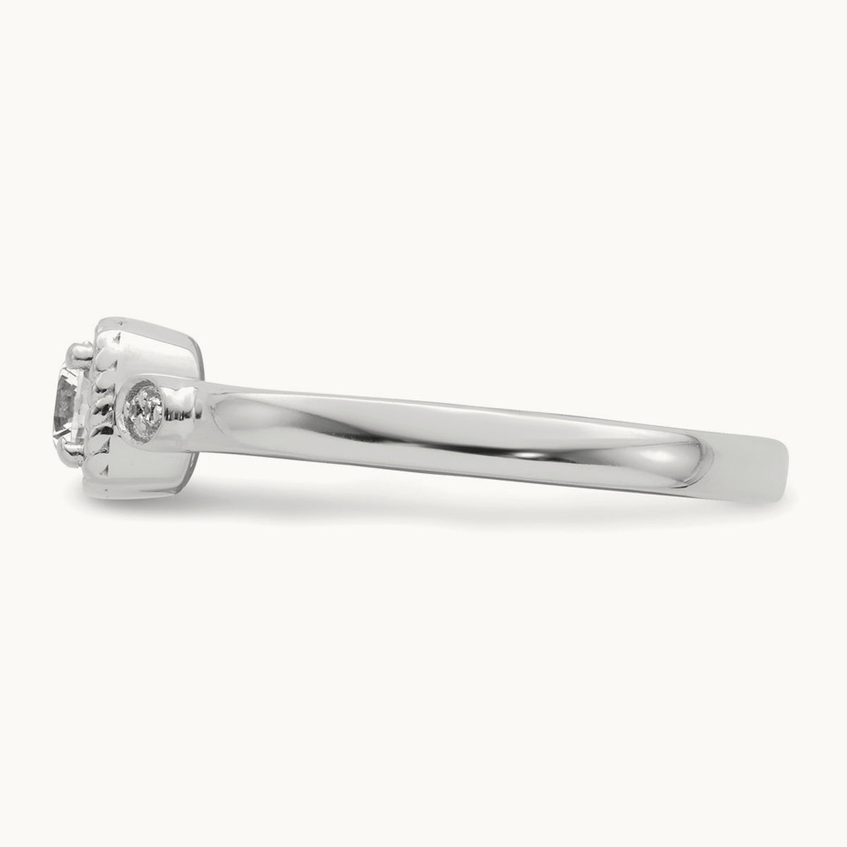Petite Rope Edge Round Complete Diamond Ring — 14K White Gold, 7