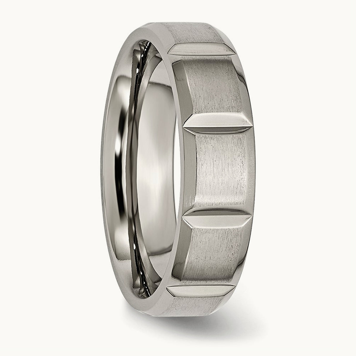 Satin and Polished Grooved Band — 6mm