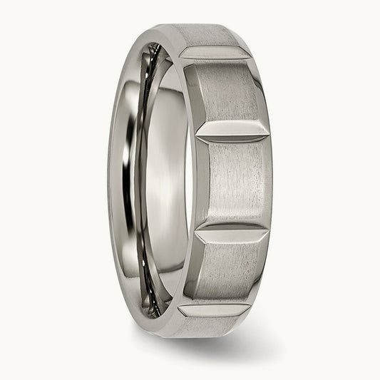 Satin and Polished Grooved Band — 6mm