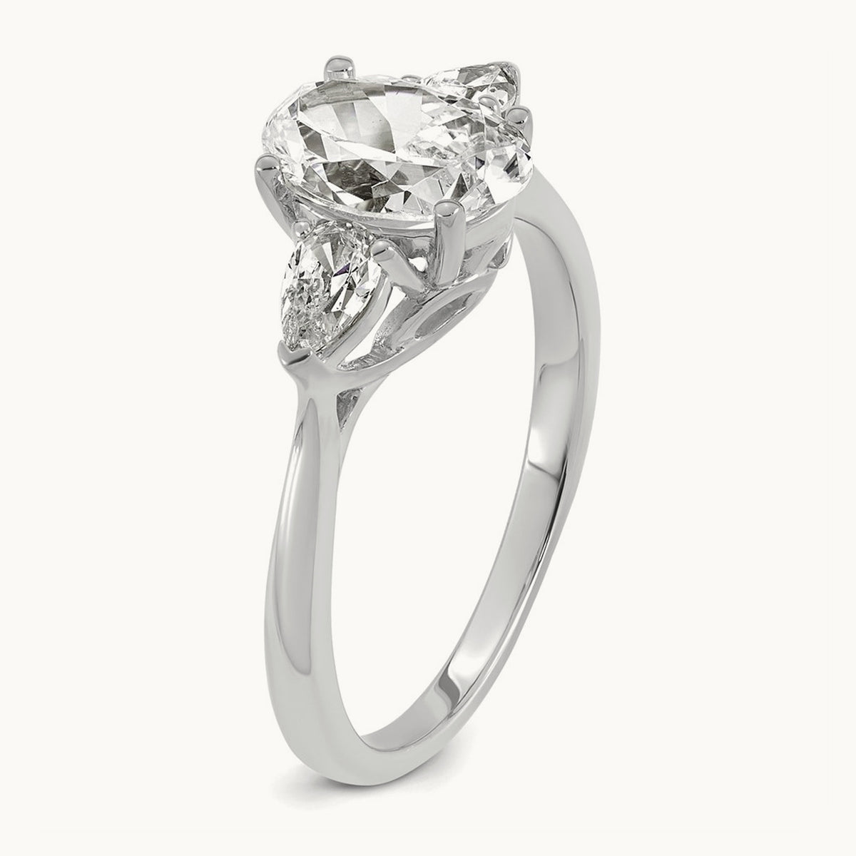 Oval/Pear 3 Stone Engagement Ring, 1.25-3.50 ct tw Lab-Grown Diamond — 1 7/8 ct, 14K White Gold