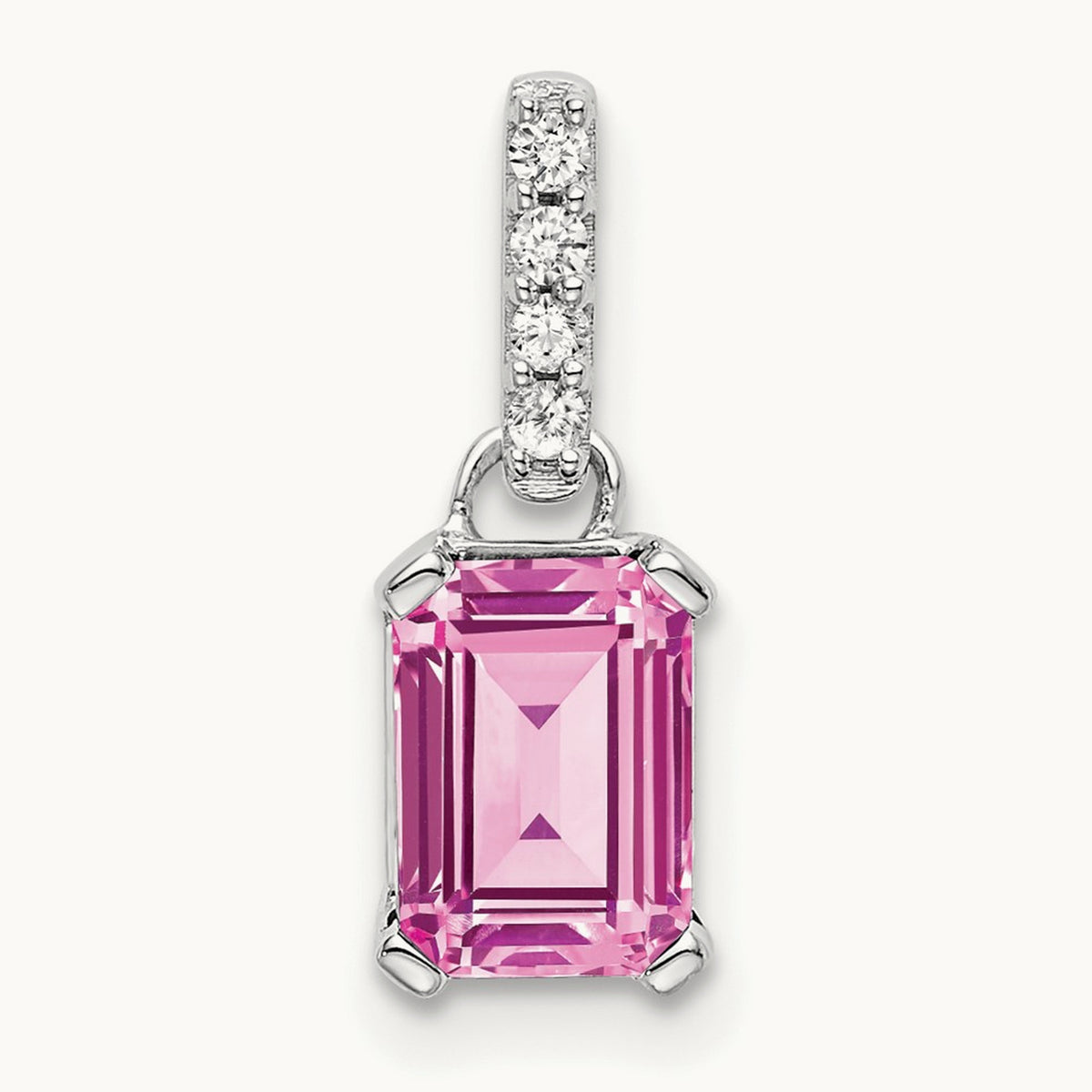 Created Pink Sapphire Pendant, 0.05 ct tw Lab-Grown Diamond