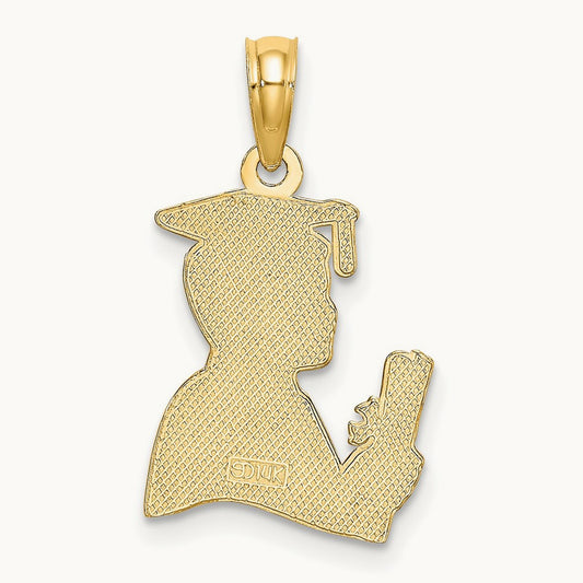 Polished Male Graduation Profile Charm, 14K
