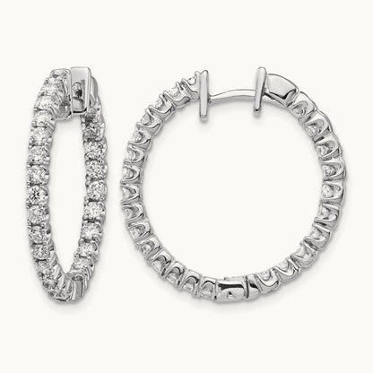A Diamond Hinged Hoop Earrings, 14K White Gold