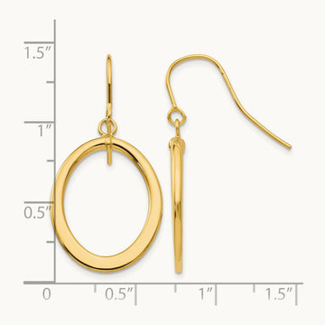 Polished Tapered Flat Oval Dangle Earrings, 14K