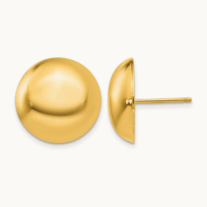 Button Post Earrings, 15.50mm, 14K