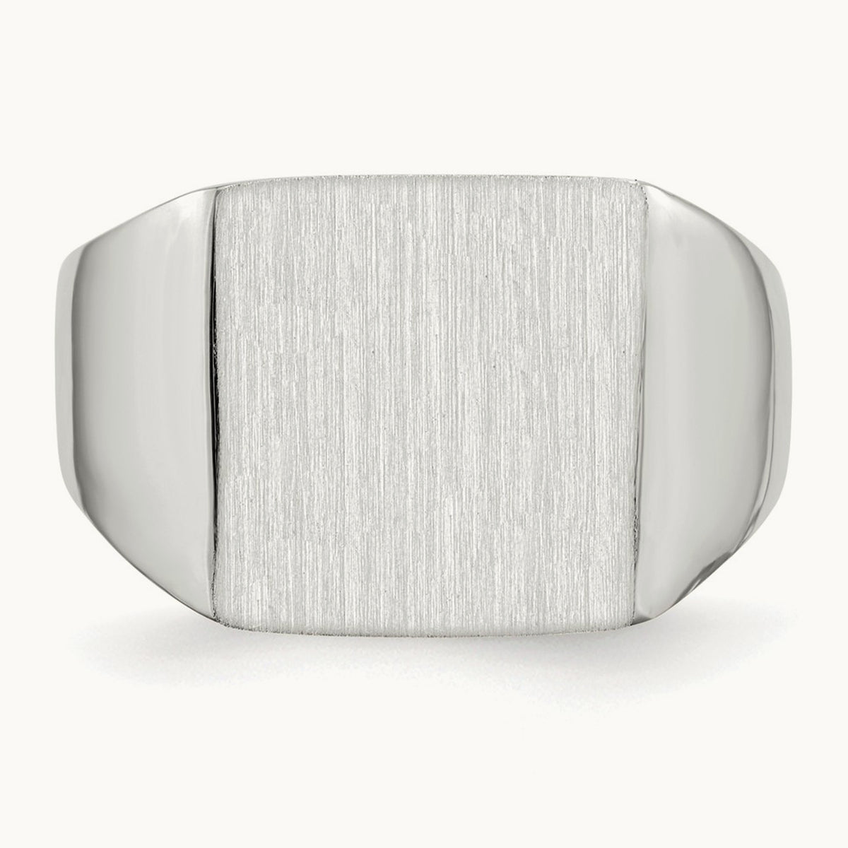 13.0x13. Closed Back Signet Ring, 0mm, 14K White Gold