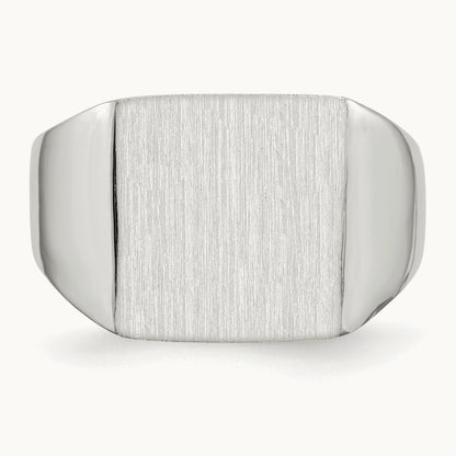 13.0x13. Closed Back Signet Ring, 0mm, 14K White Gold