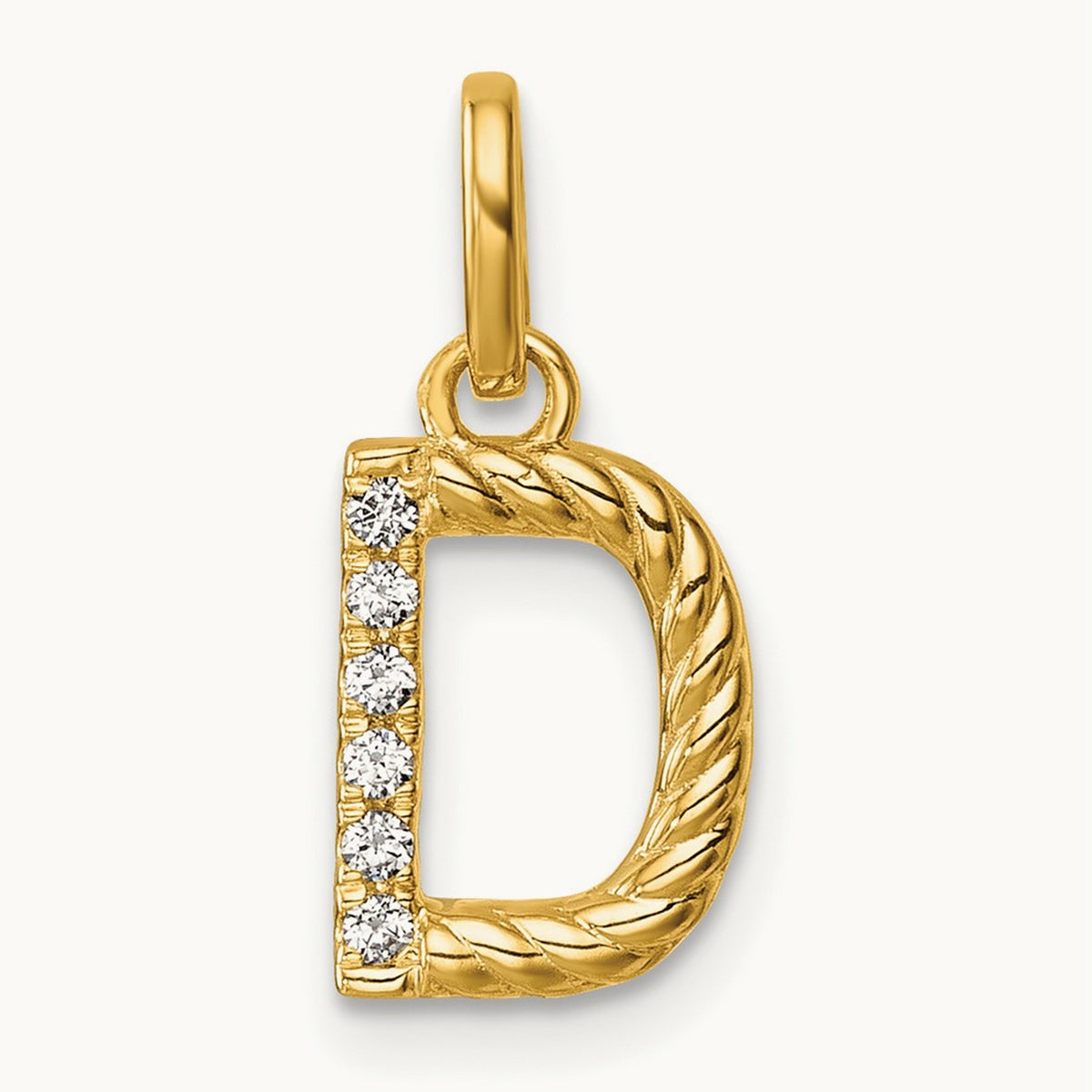 Twisted with Diamond Charm — 14K Yellow Gold, D