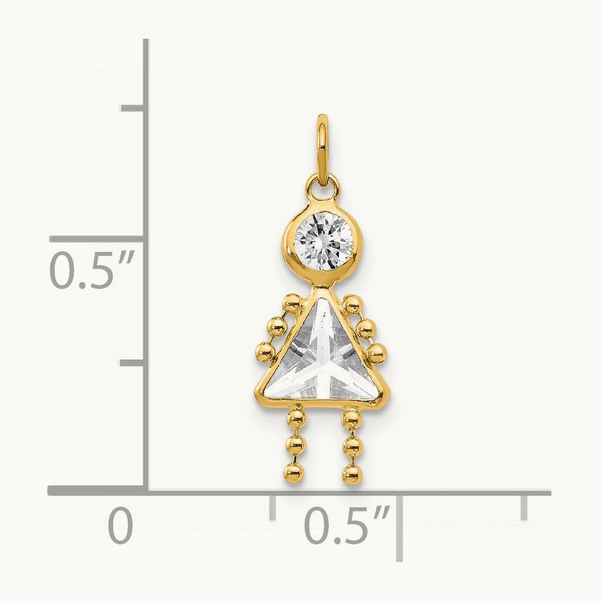 April Girl Birthstone Charm, 14K