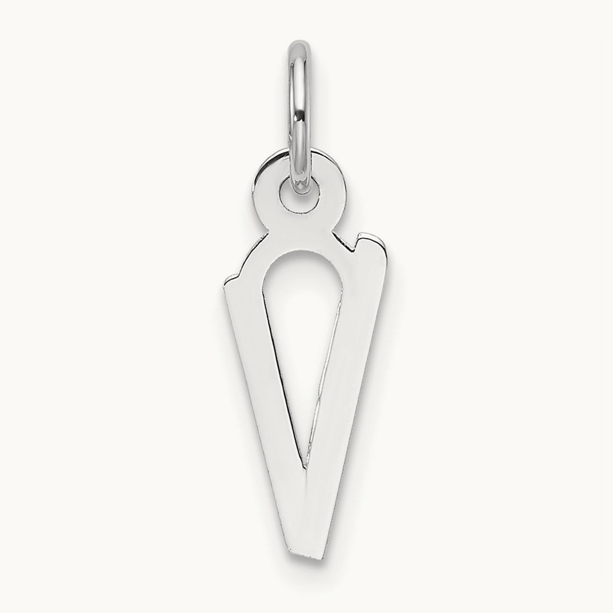 Slanted Block Initial Charm — 14K White Gold, V