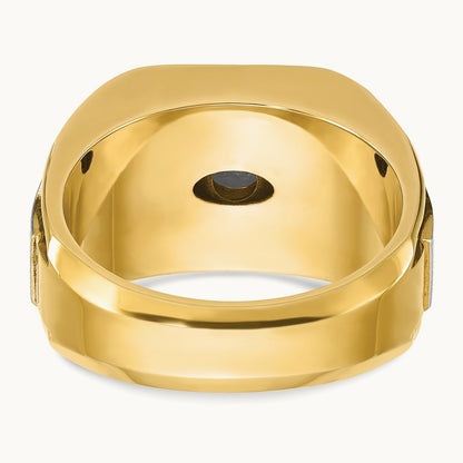 IBGoodman Men's Polished and Satin Diamond Complete Ring, 14K Two-tone