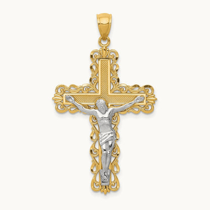 Crucifix Pendant, 14K Two-tone