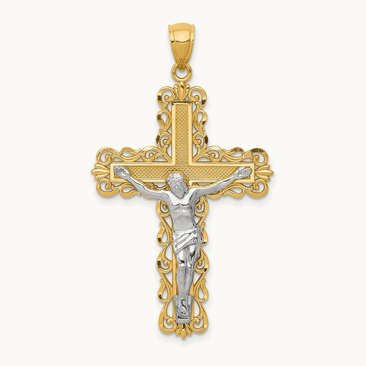 Crucifix Pendant, 14K Two-tone